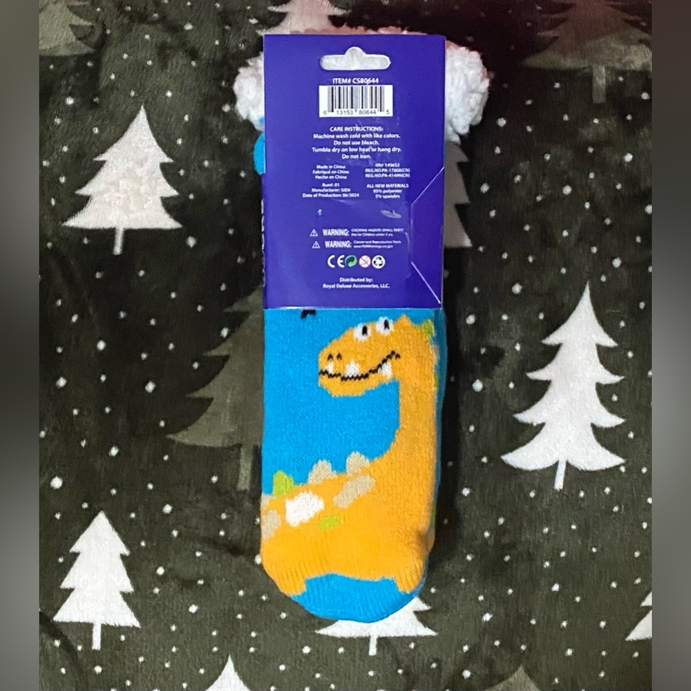Dinosaur Cabin Slipper Socks - Picture 2 of 3